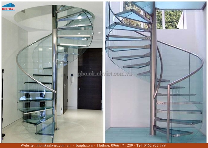 Cầu thang kính cong đẹp Cầu thang kính cong đẹp